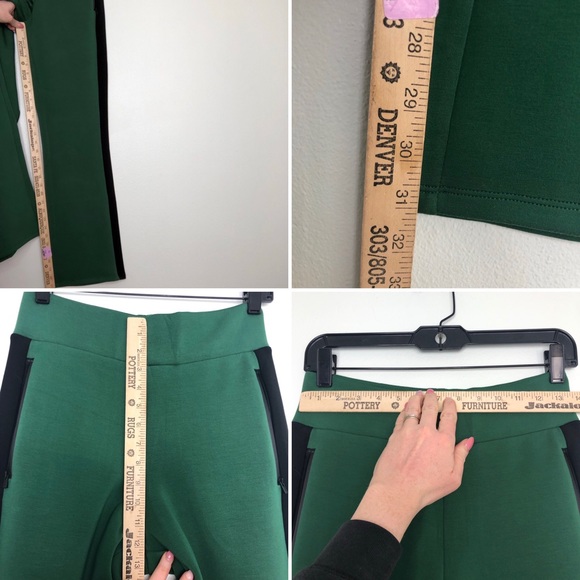 Michi Carve Flare Pant High Waist Color Block Scuba Stripe Pine Green Black - Picture 11 of 15